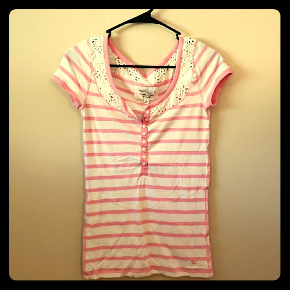Abercrombie & Fitch L Pink/white top